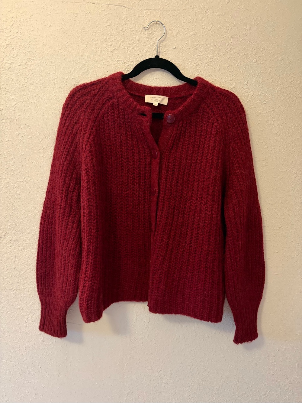 Sézane Emile Burgundy Alpaca Wool Chunky Cardigan XS - Picture 2 of 7